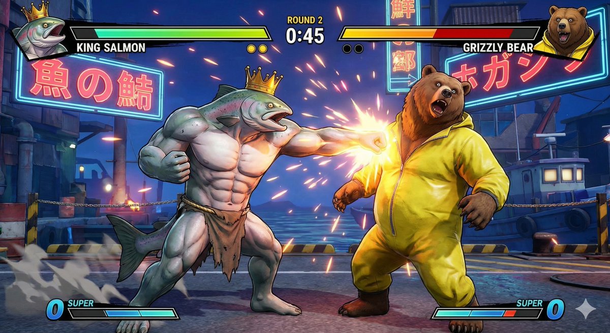 King Salmon vs Grizzly Bear Battle