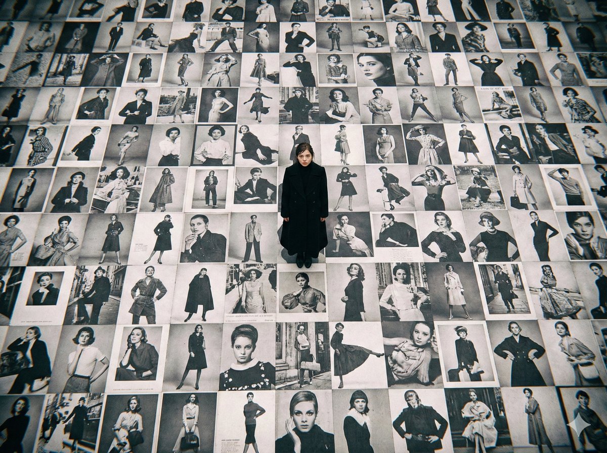 Bird's-Eye View of Actress on Billboard-Covered Ground
