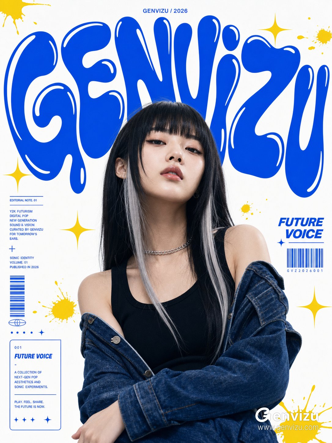 女性-竖版 Y2K 流行音乐编辑海报