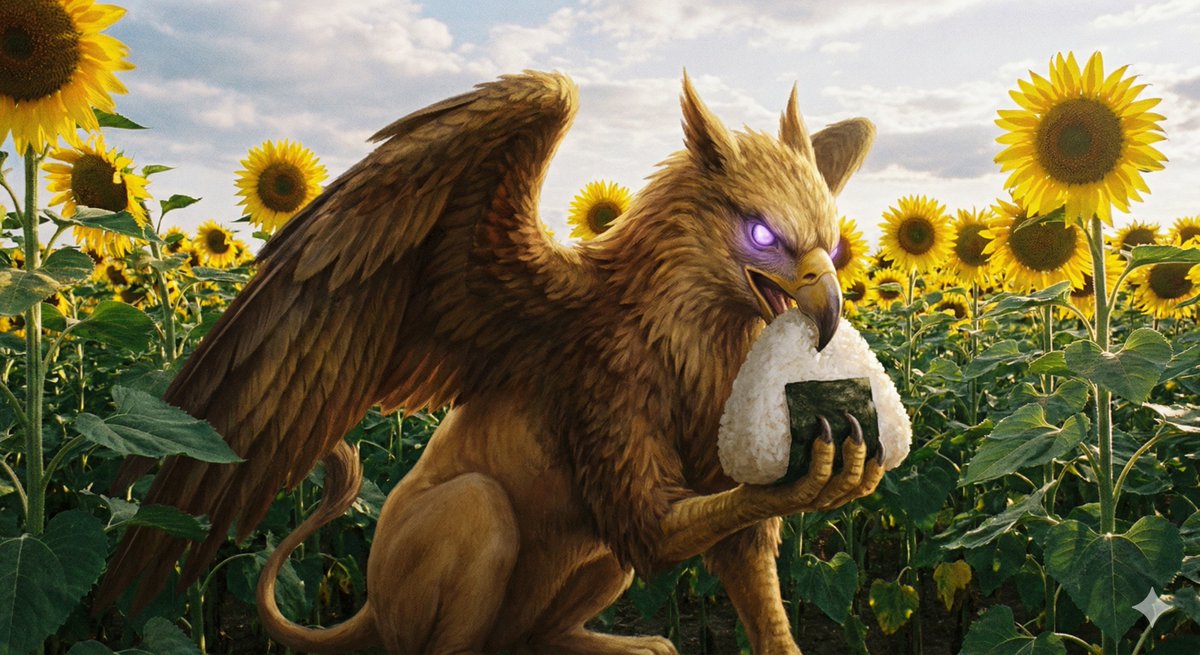 Rice Ball Gryphon in Sunflower Field