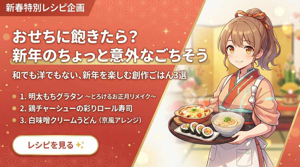 New Year Recipe Article Eyecatch Image Prompt (Neo-Japanese Style)