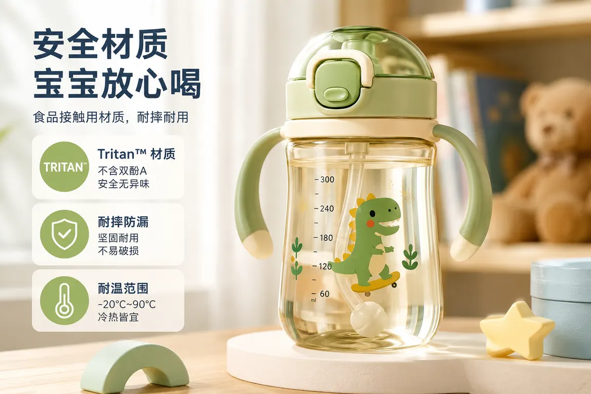 电商主图视觉导演 · 卖点主图 儿童水杯安全材质主图
