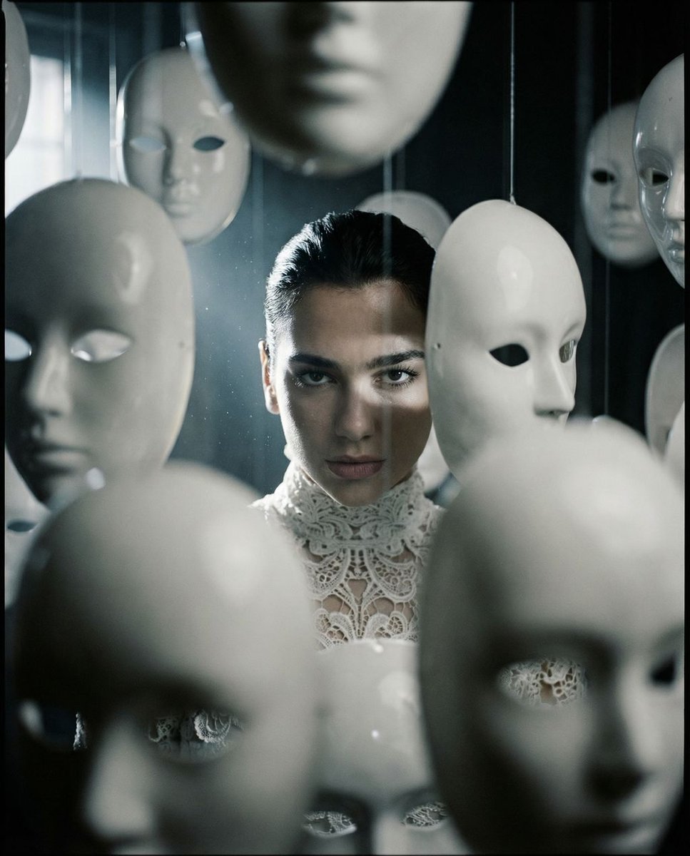 Surreal porcelain mask portrait