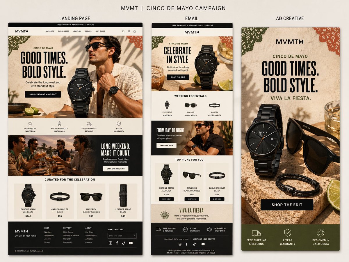 Premium presentation-style campaign board for MVMT’s Cinco de Mayo