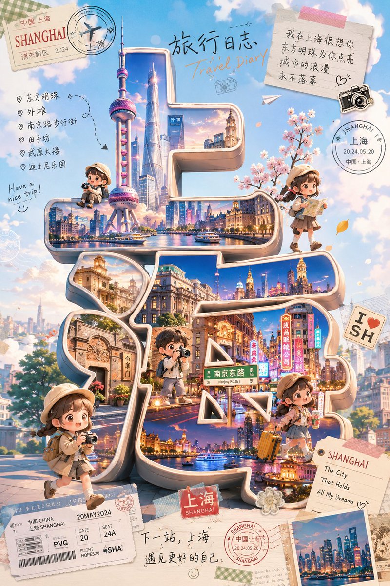 角色3D海报城市梦幻可爱