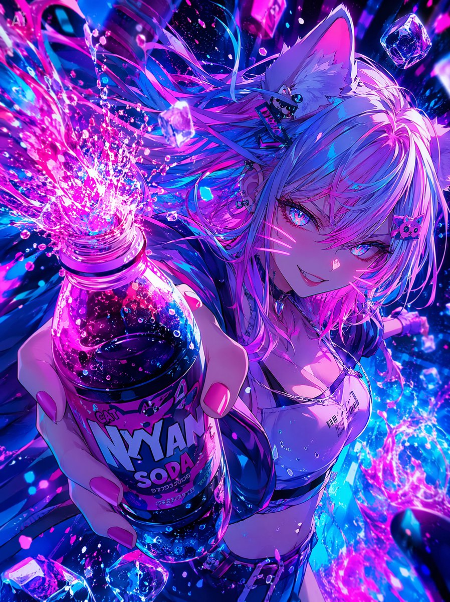 少女动漫插画霓虹未来