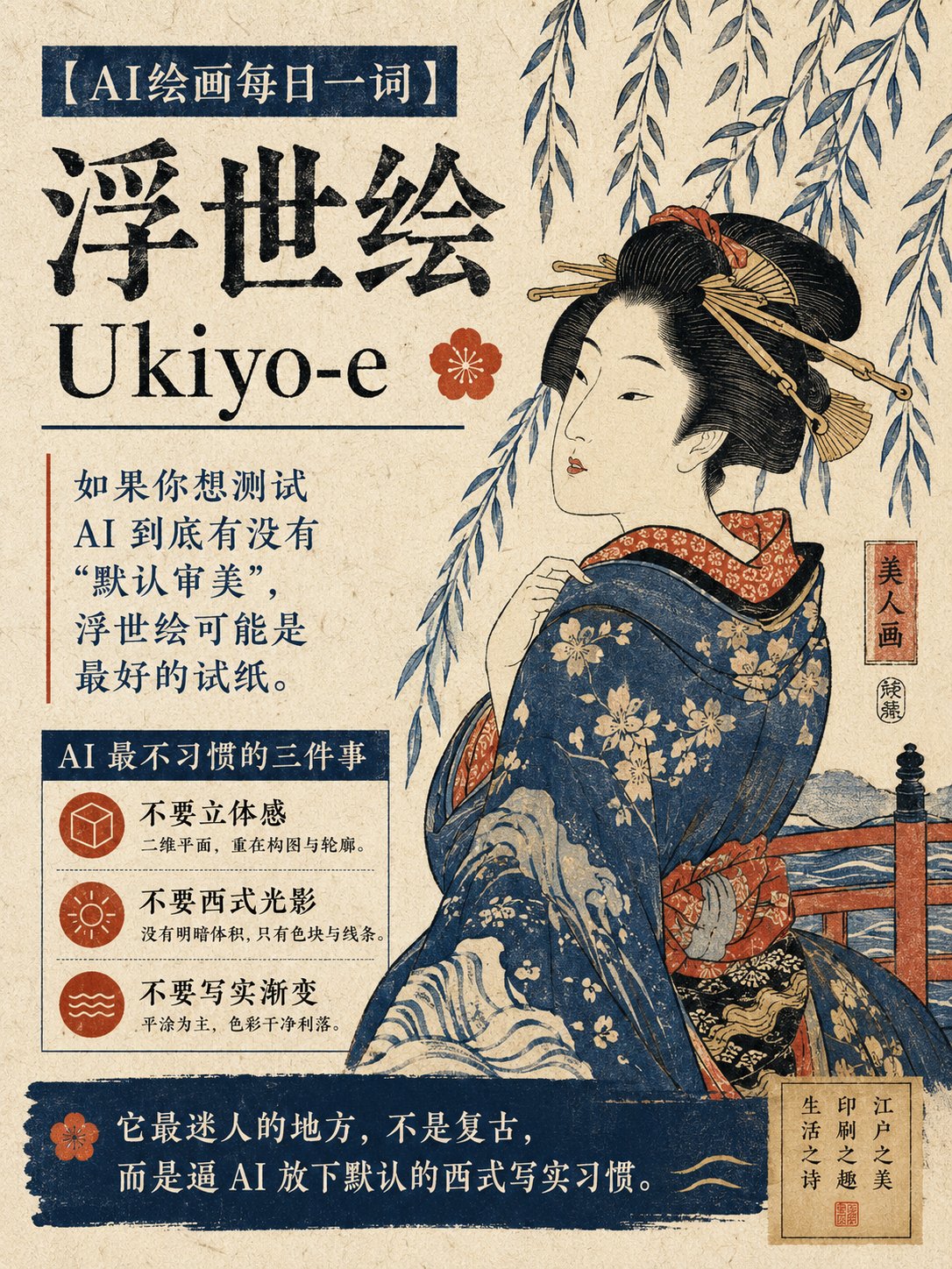 如果你想测试 AI 到底有没有“默认审美”,浮世绘可能是最好的试纸。