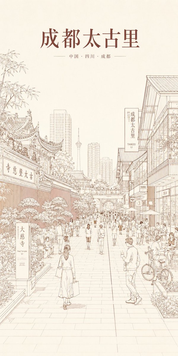 建筑手绘海报城市街头优雅