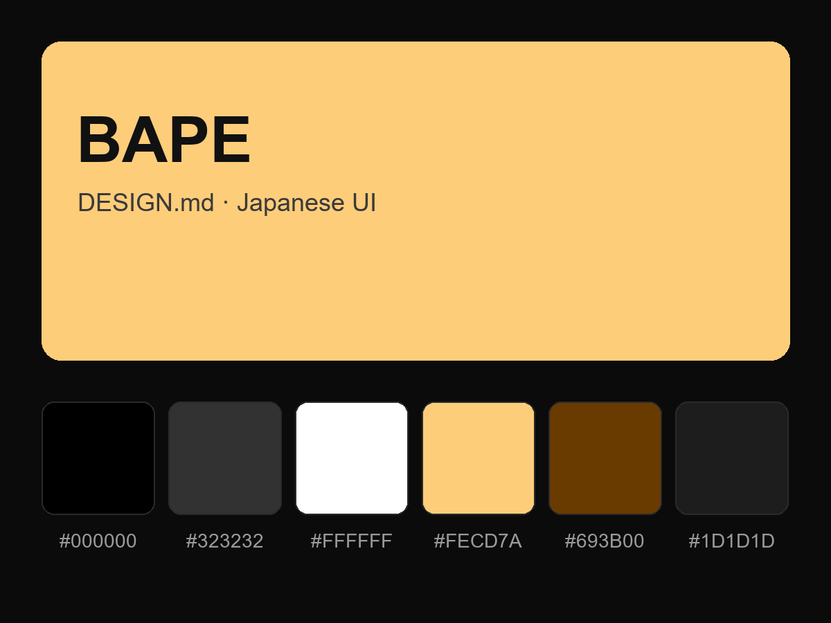 BAPE (A Bathing Ape) Style Design System (DESIGN.md, Japanese UI)