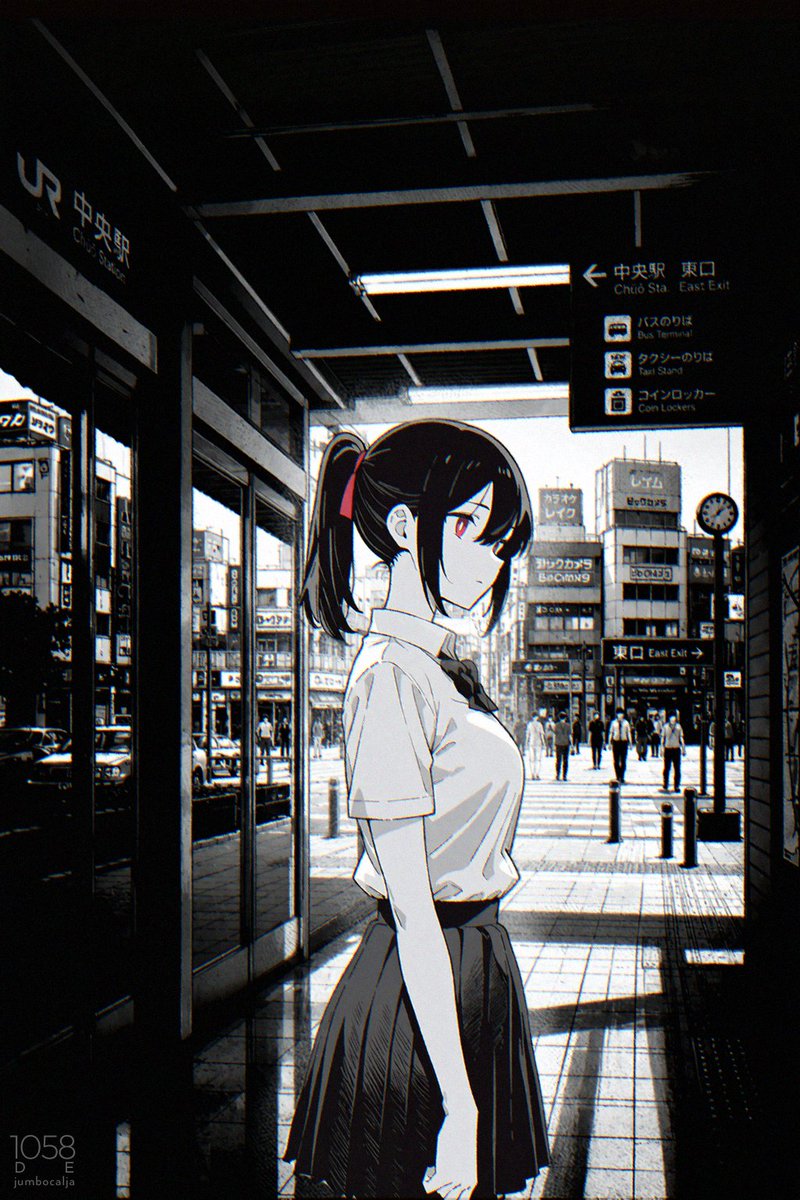 少女动漫胶片街头车站忧郁