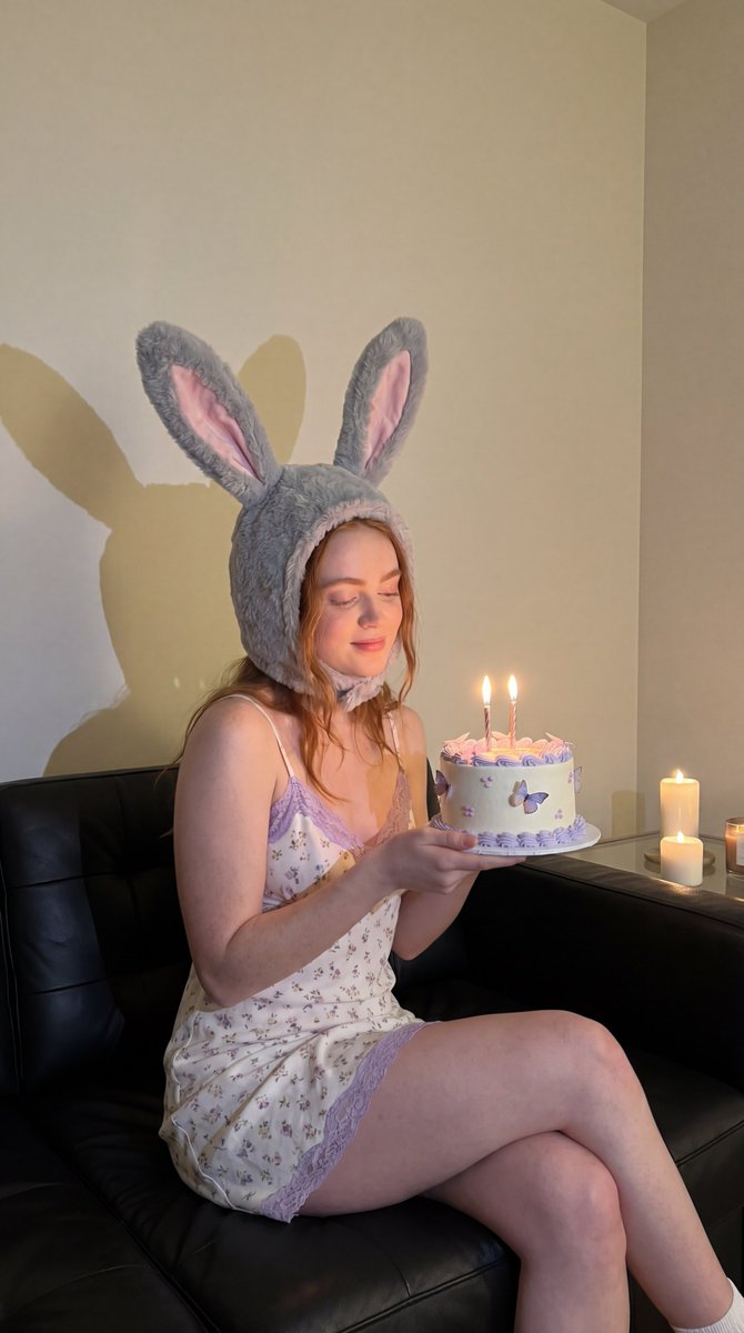 Whimsical Birthday Bunny Ears Portrait