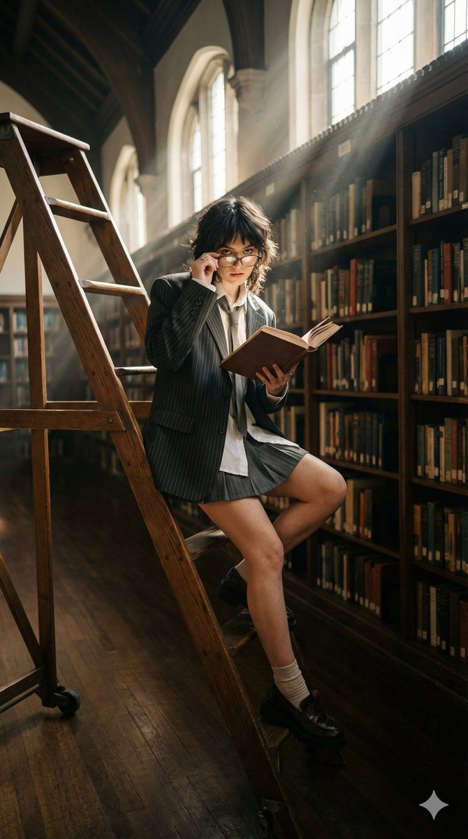 Dark Academia Library Editorial Film Still