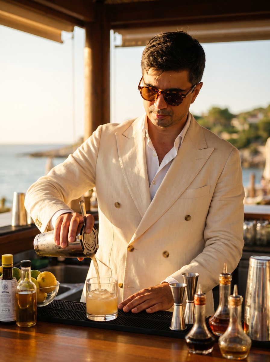 Cinematic Golden Hour Cocktail Portrait