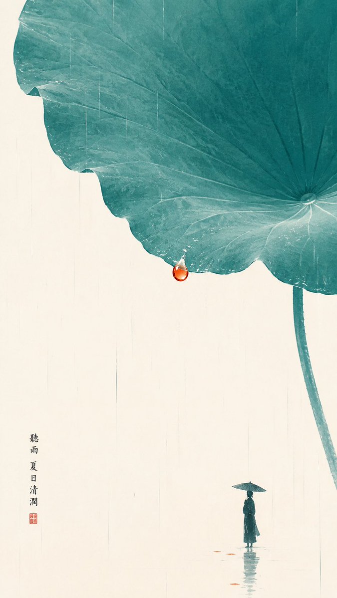 禅意极简荷叶插画