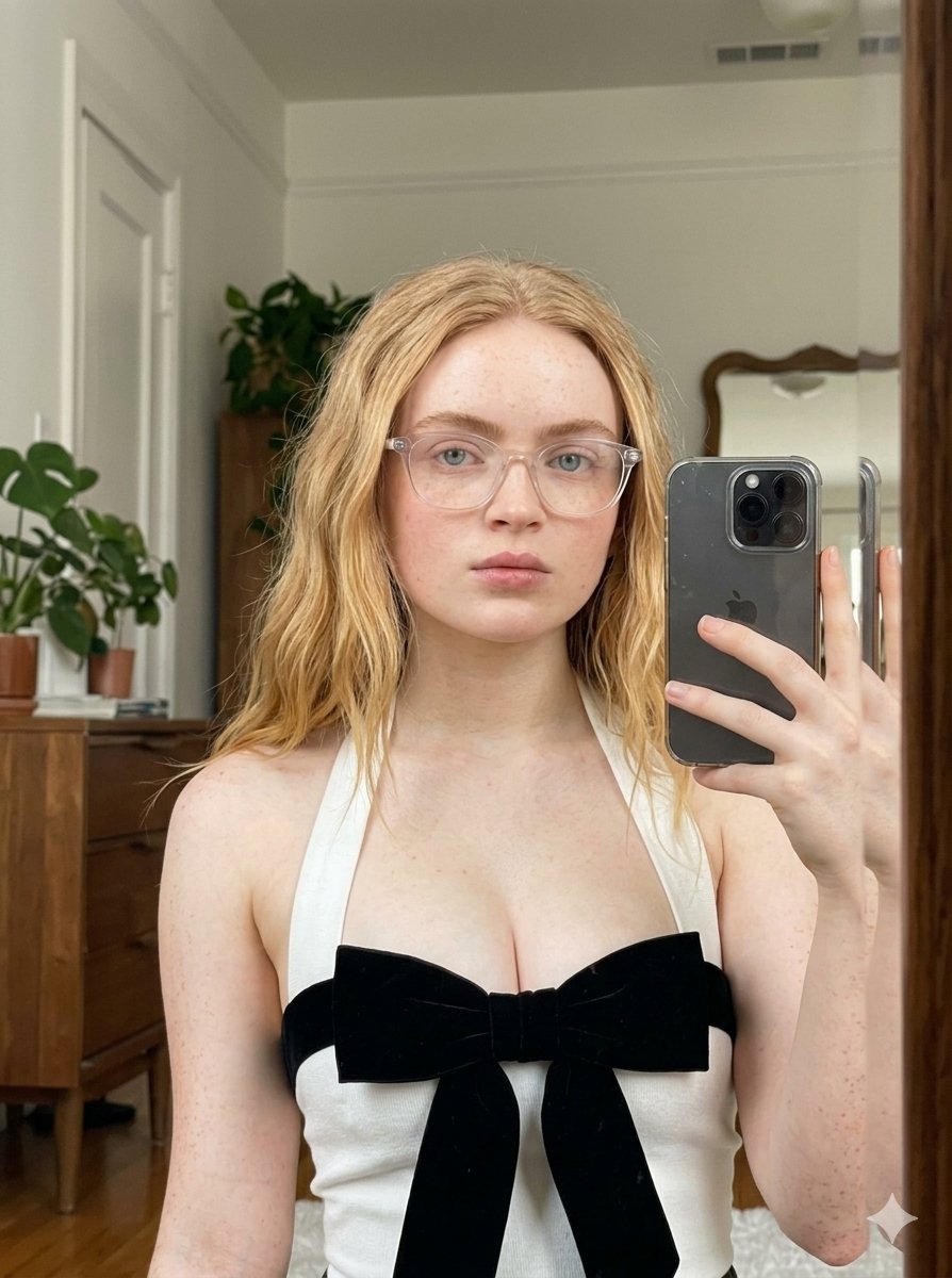 Elegant Monochromatic Mirror Selfie