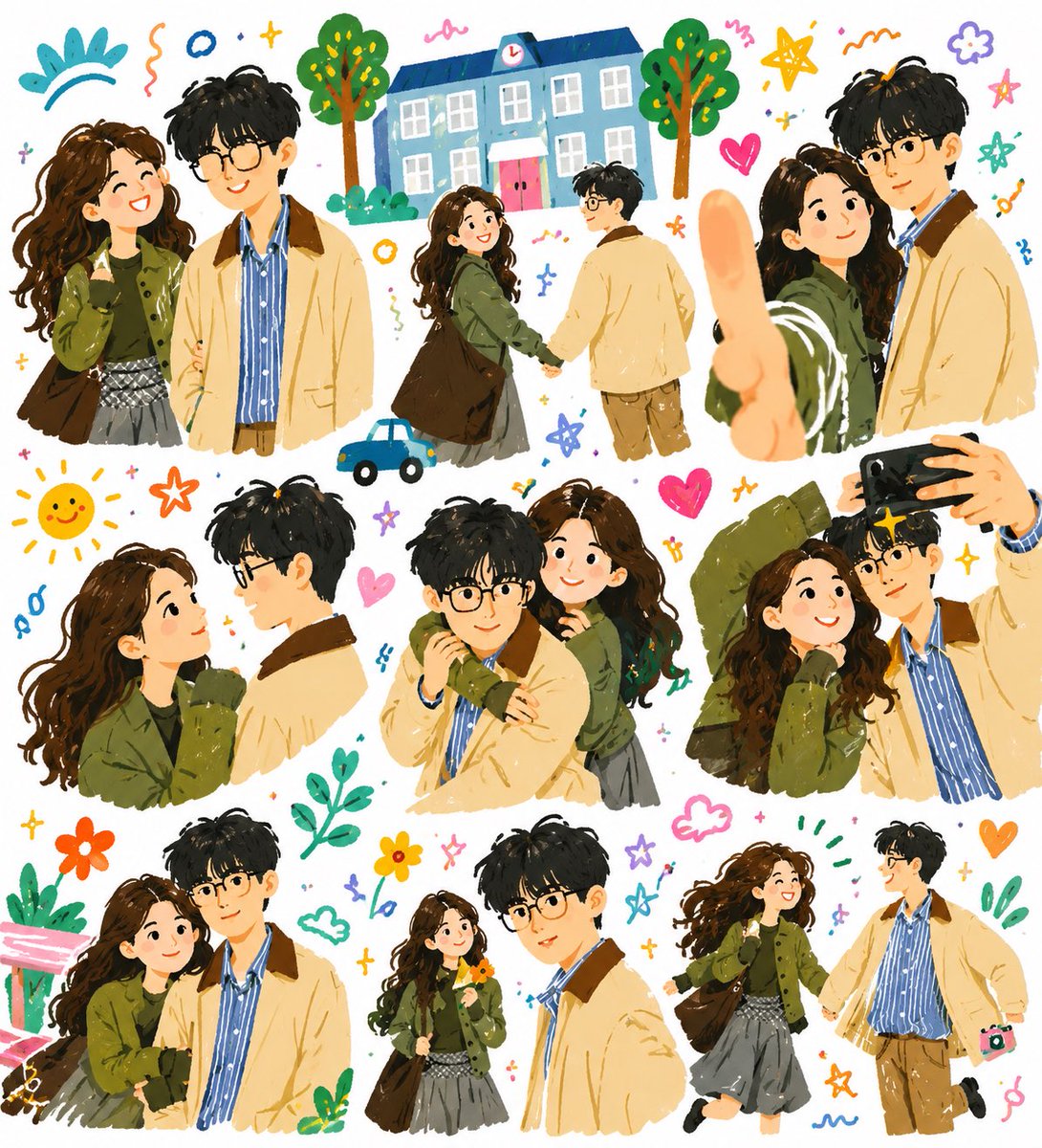 女孩插画涂鸦温柔