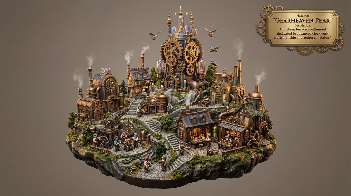 Whimsical Mono-Punk Floating Miniature Diorama Generator