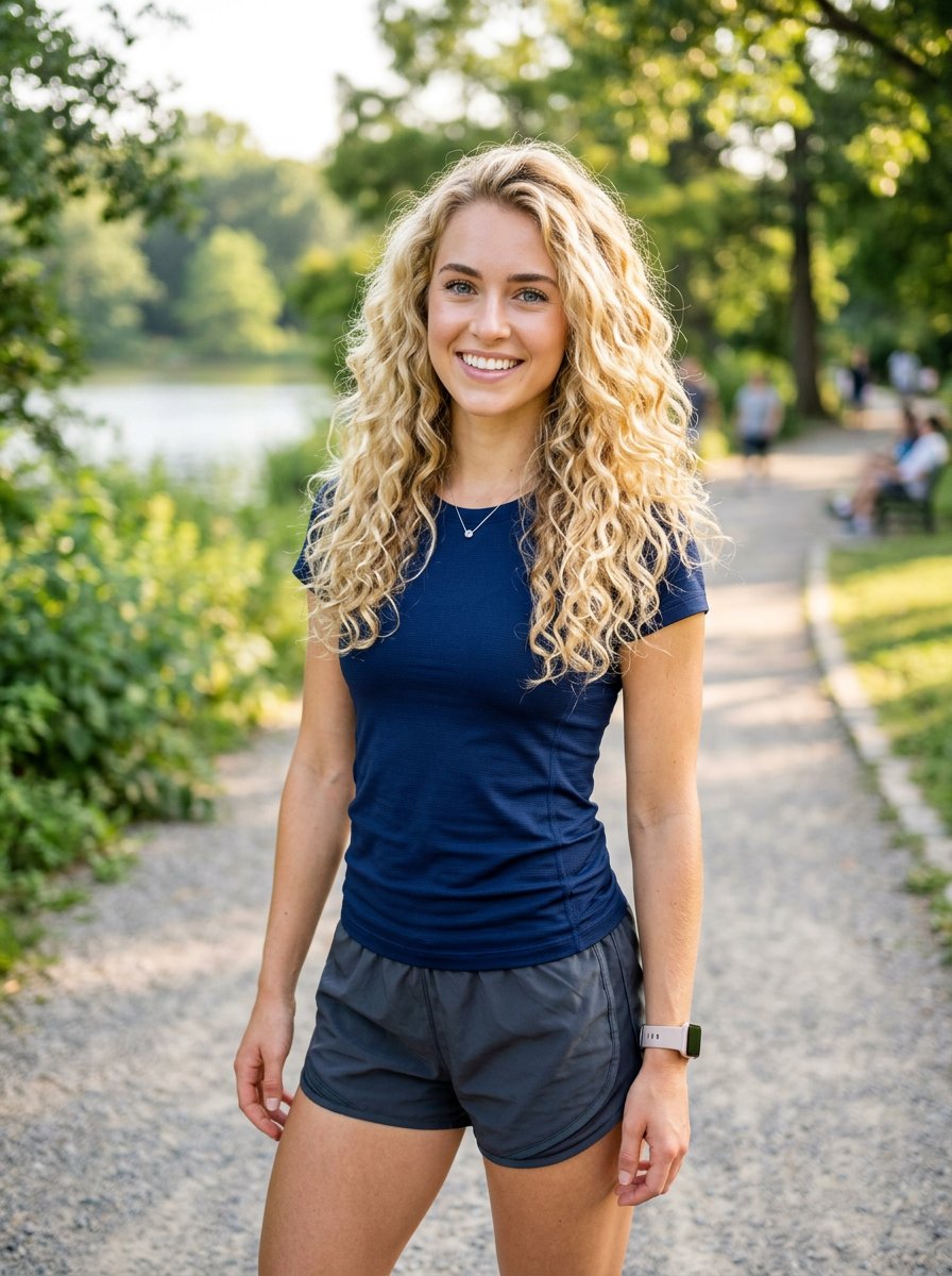 Athletic Blonde Curly Hair Portrait