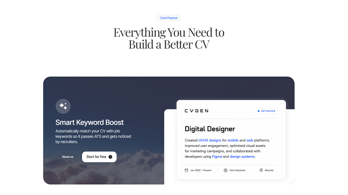Features Section CVGEN