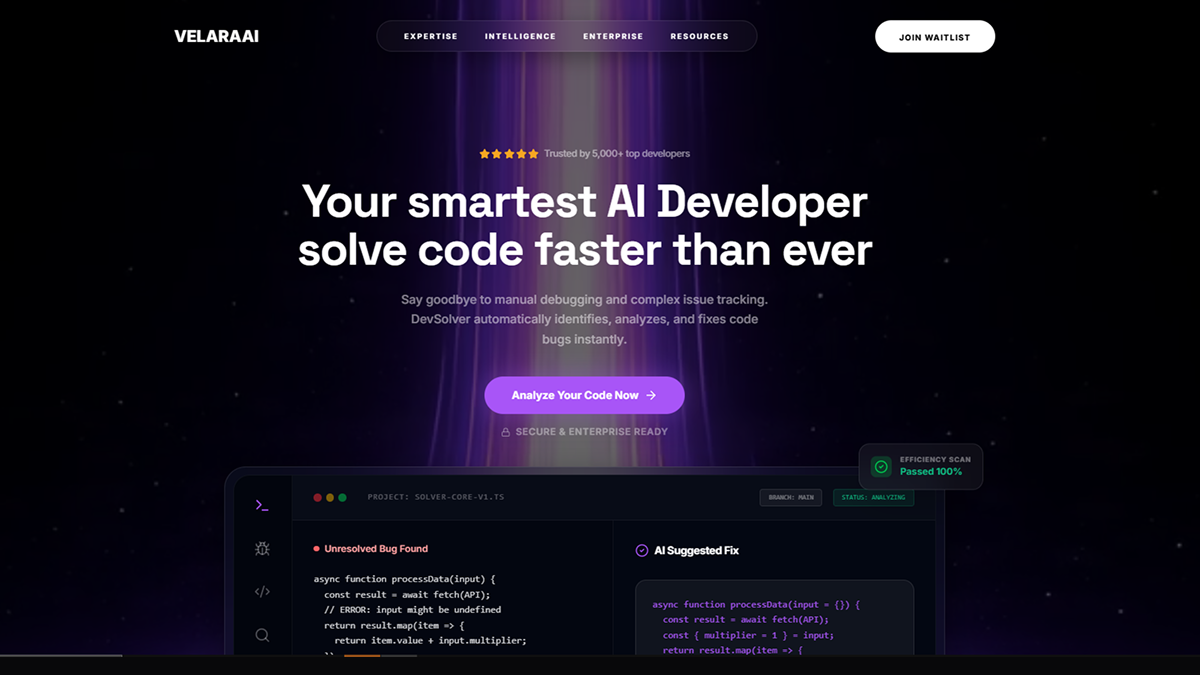 AI Developer Solver Hero Velara