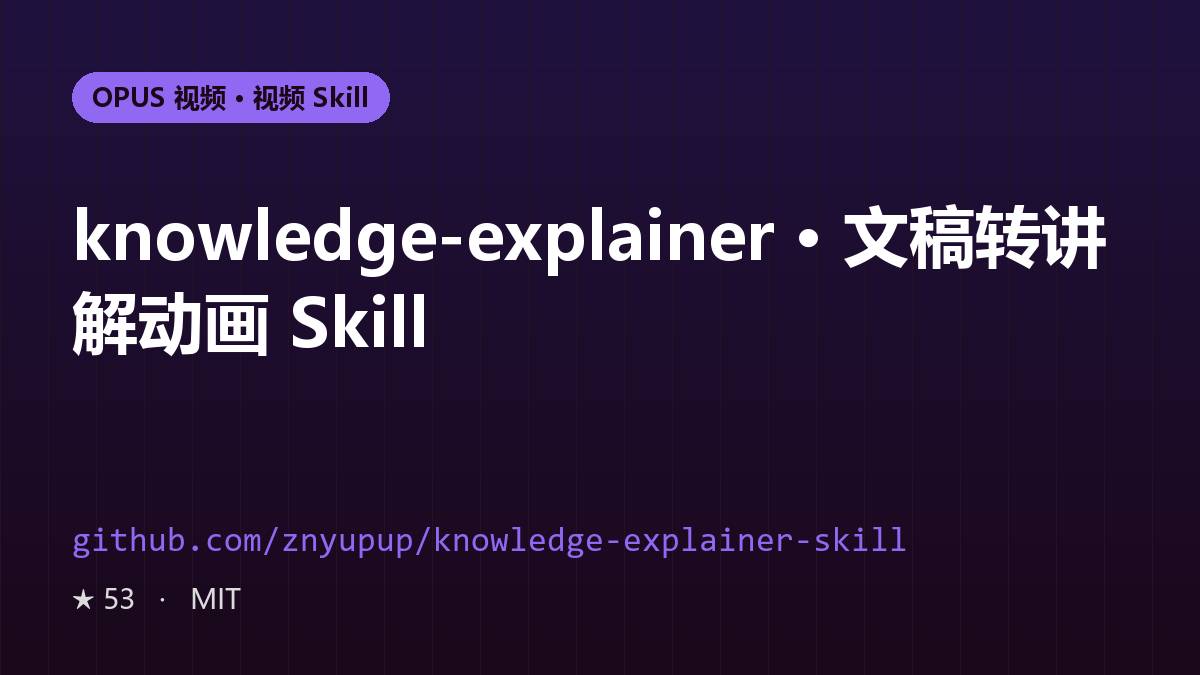 knowledge-explainer · 文稿转讲解动画 Skill
