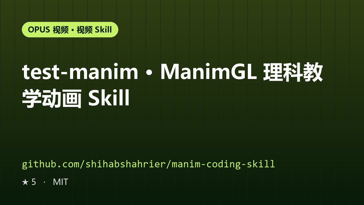test-manim · ManimGL 理科教学动画 Skill