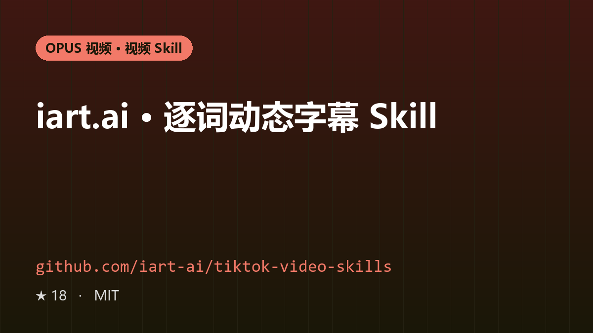 iart.ai · 逐词动态字幕 Skill
