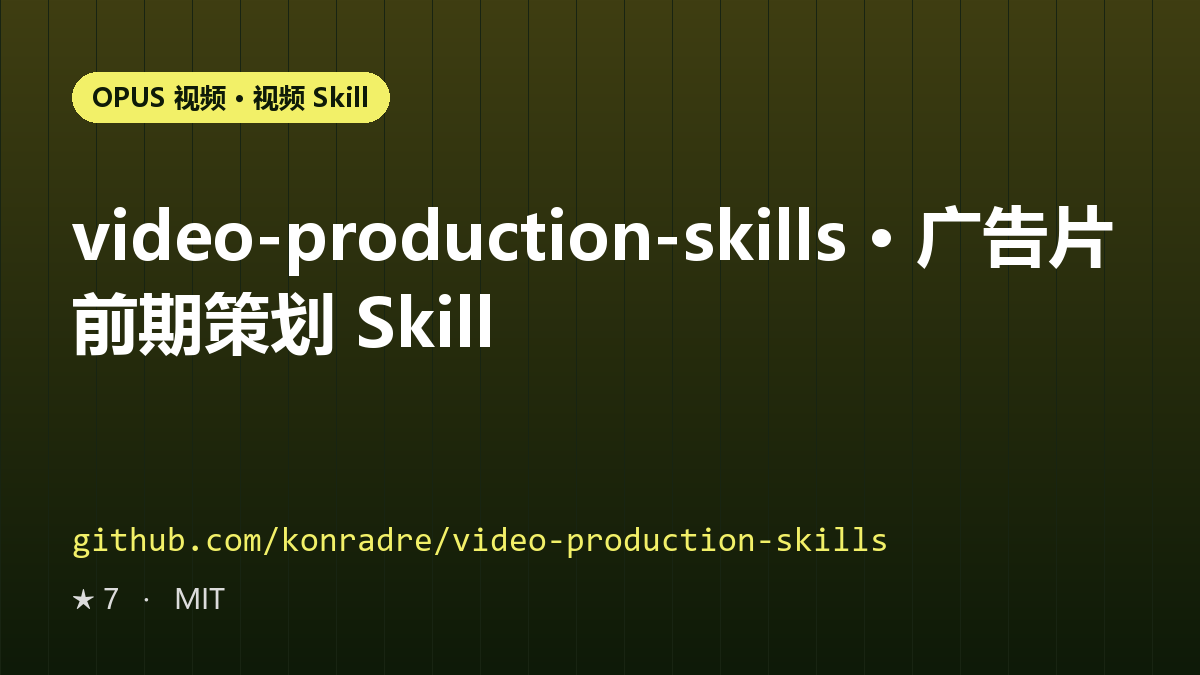 video-production-skills · 广告片前期策划 Skill