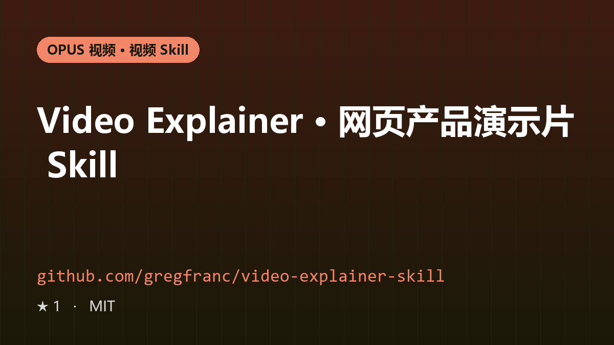 Video Explainer · 网页产品演示片 Skill
