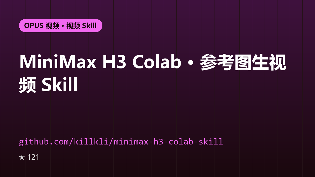 MiniMax H3 Colab · 参考图生视频 Skill