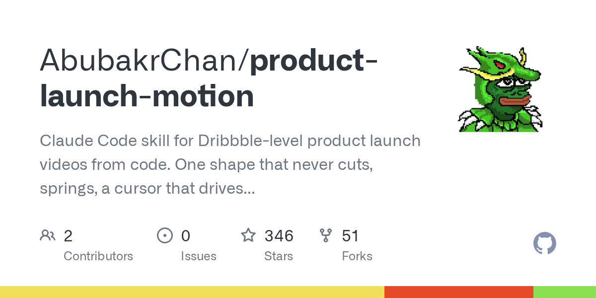 Product Launch Motion · 网址一键出发布片 Skill