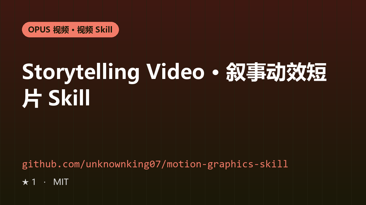Storytelling Video · 叙事动效短片 Skill